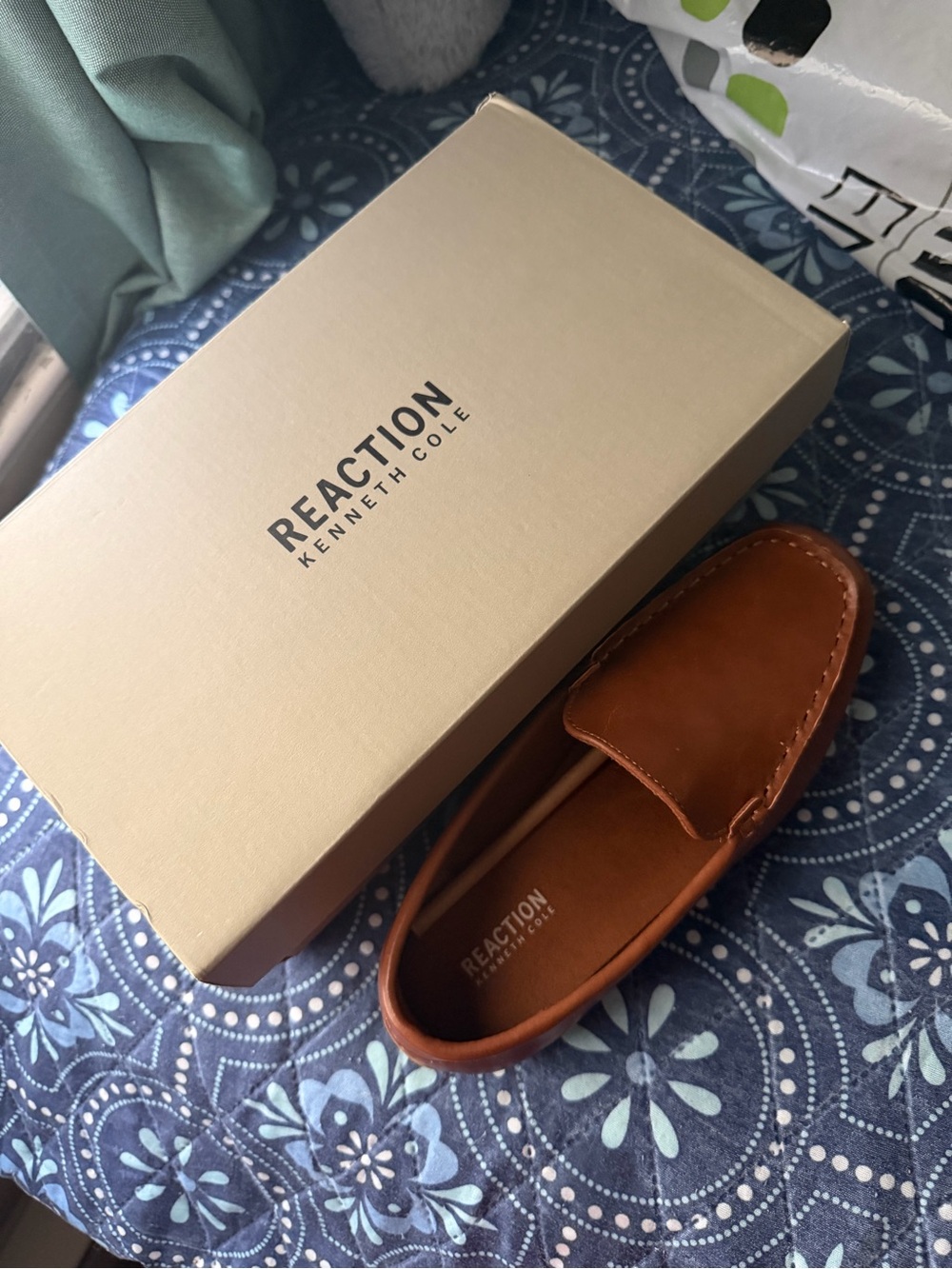 Kenneth Cole Reaction Brown Leather Slip-On Loafers for Kids